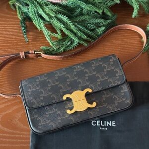 Celine Shoulder Bag Claude in Triomphe Coated Canvas